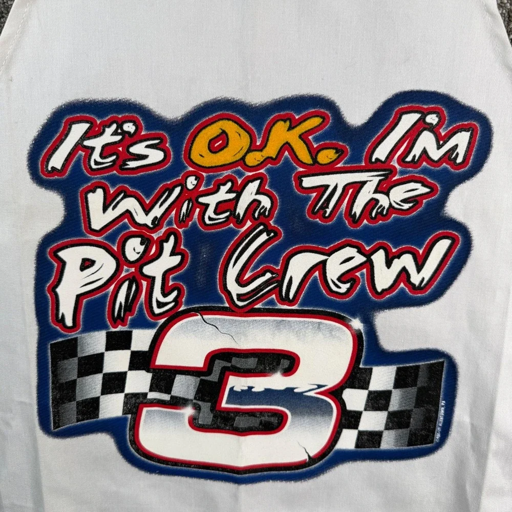 Vintage Dale Earnhardt Pit Crew Apron White NASCAR Racing Grill BBQ Number 3